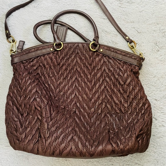 MADISON QUILTED CHEVRON NYLON LARGE LINDSEY Brown - Picture 4 of 5